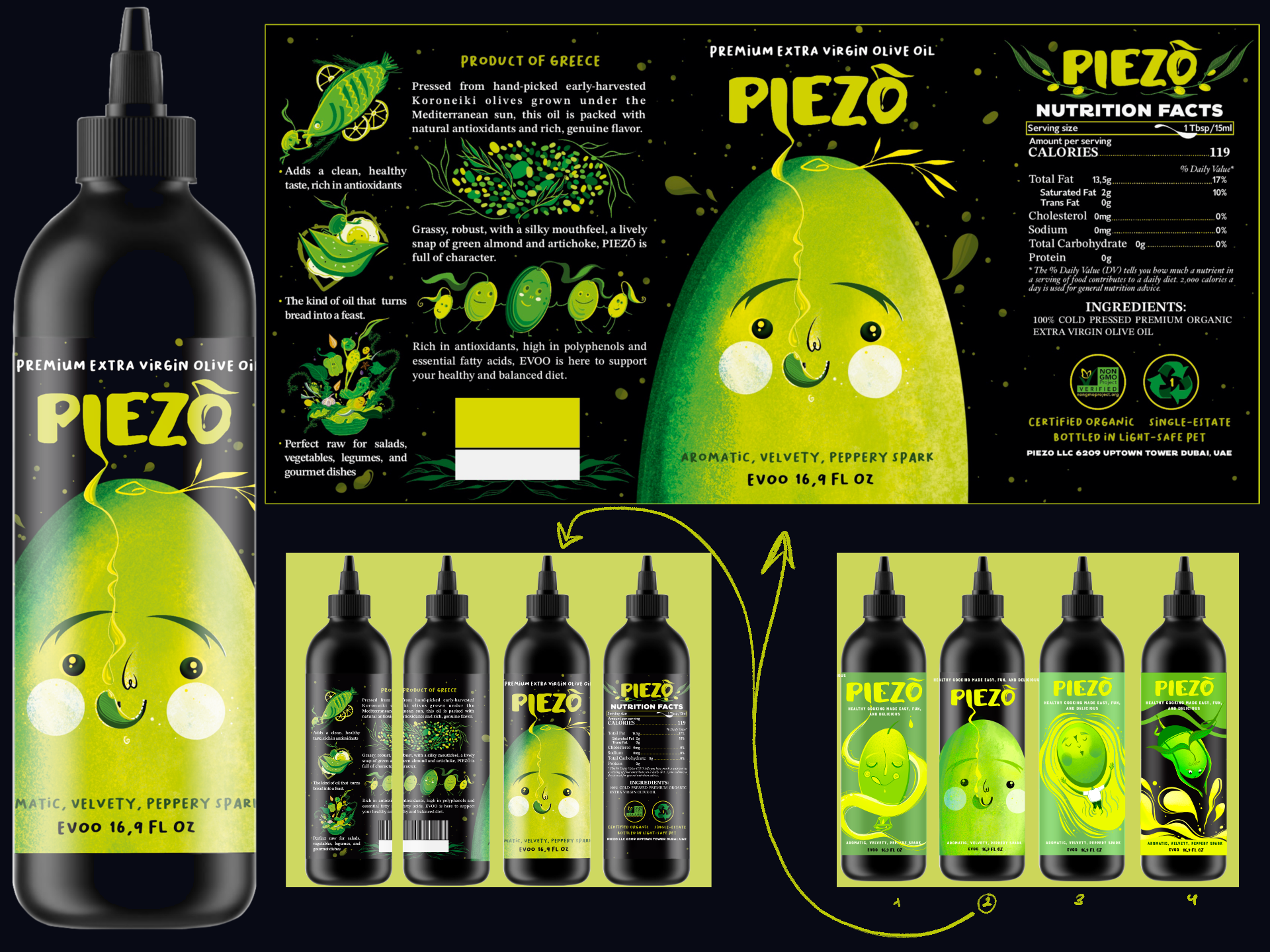 Olive Oil Packaging Design | PIEZO Premium EVOO Branding