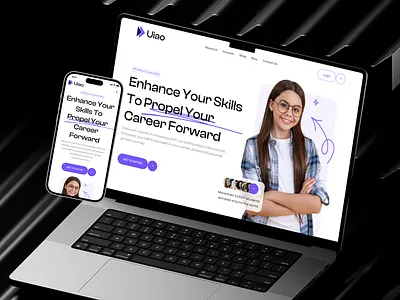Uiao - Elearning Online Course Website Design clean courses design elearning elegant figma minimal mobile app online course students teacher ui ui design uiux ux design website design