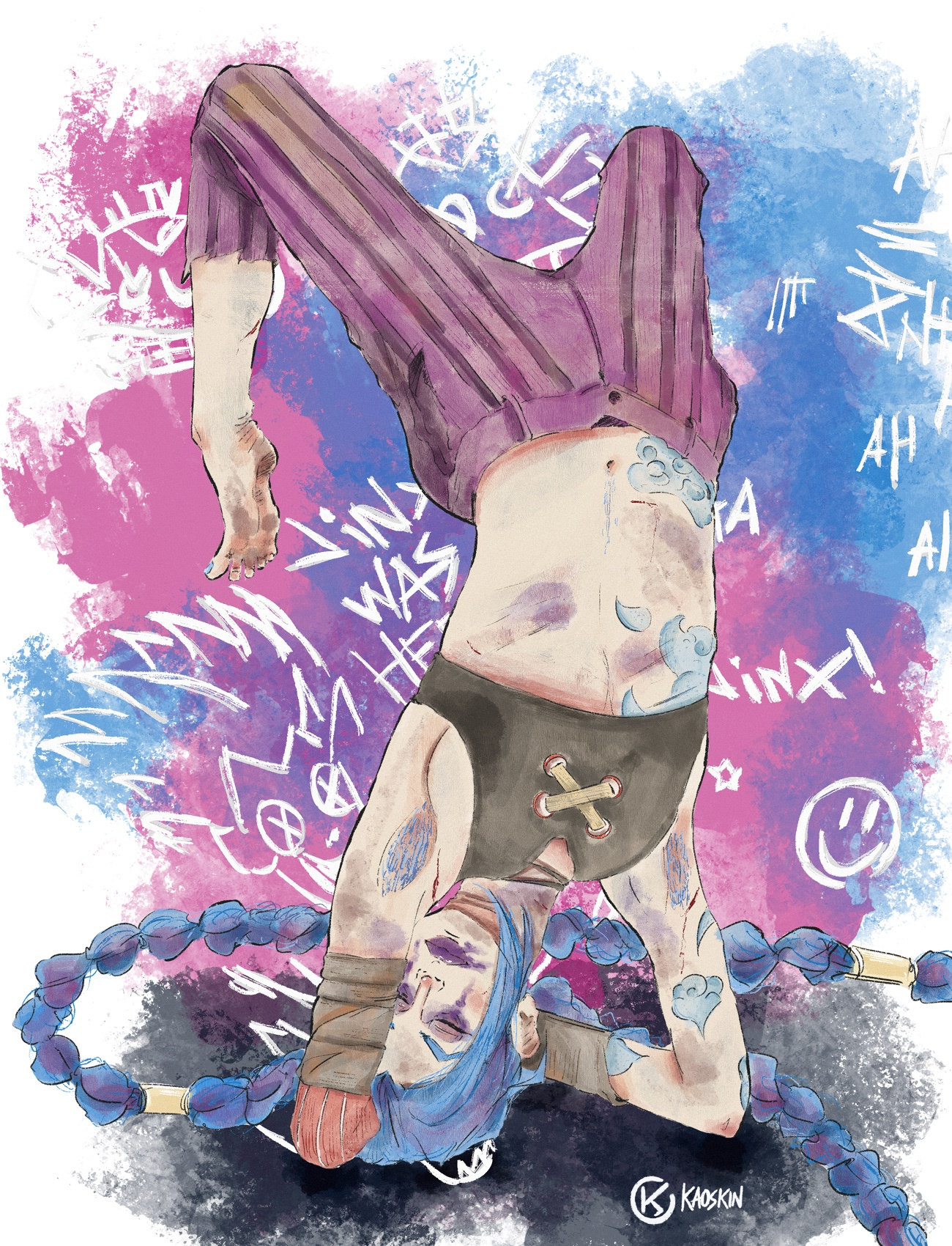 Powder arcane artistsondribbble artwork characterart characterdesign conceptart contemporaryart creative darkart digitalart digitalillustration drawing fanart femalecharacter graphicart illustration jinx leagueoflegends procreate visualart