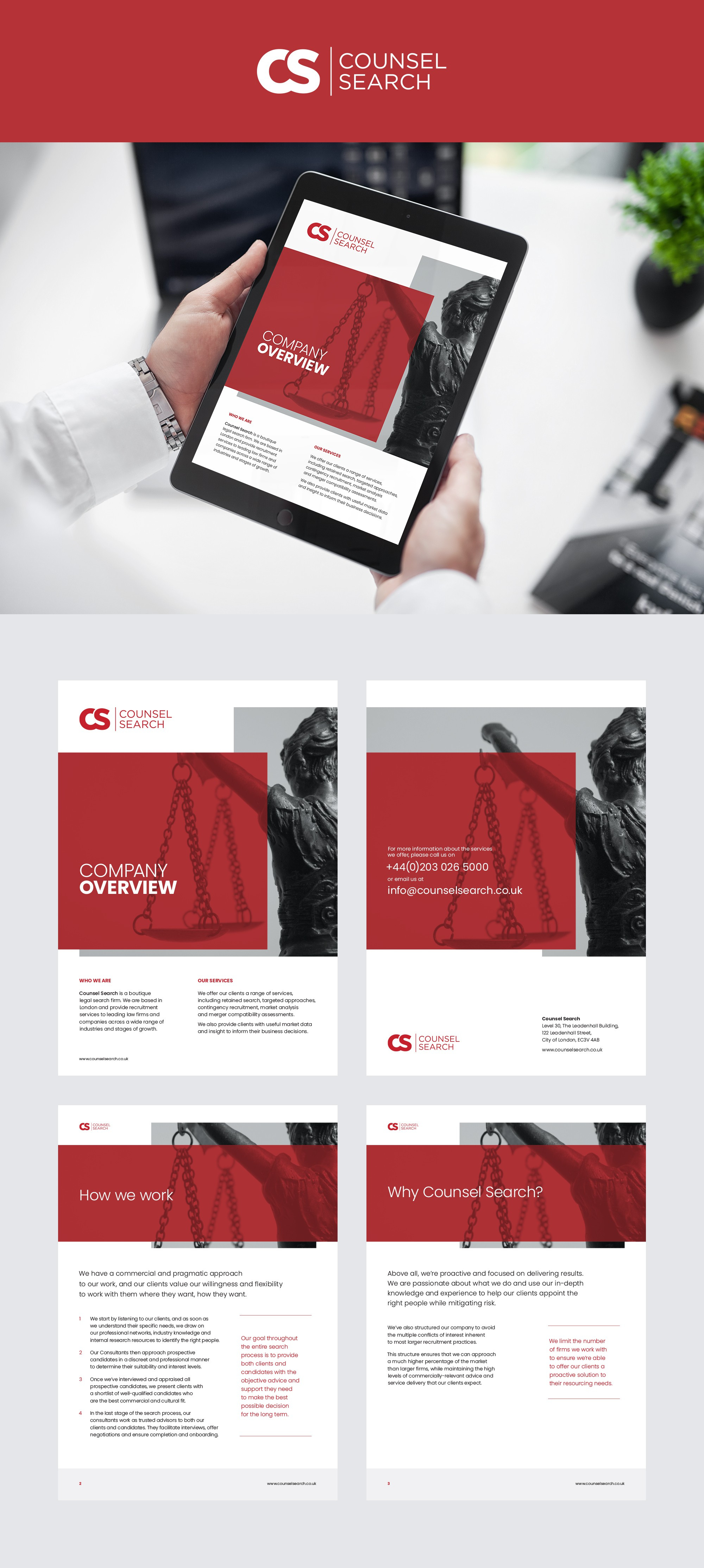 Counsel Search — Legal Recruitment Brand Identity & Print Design brandidentity brochuredesign corporatedesign editorialdesign graphicdesign legalbranding logodesign printdesign professionalservices visualidentity