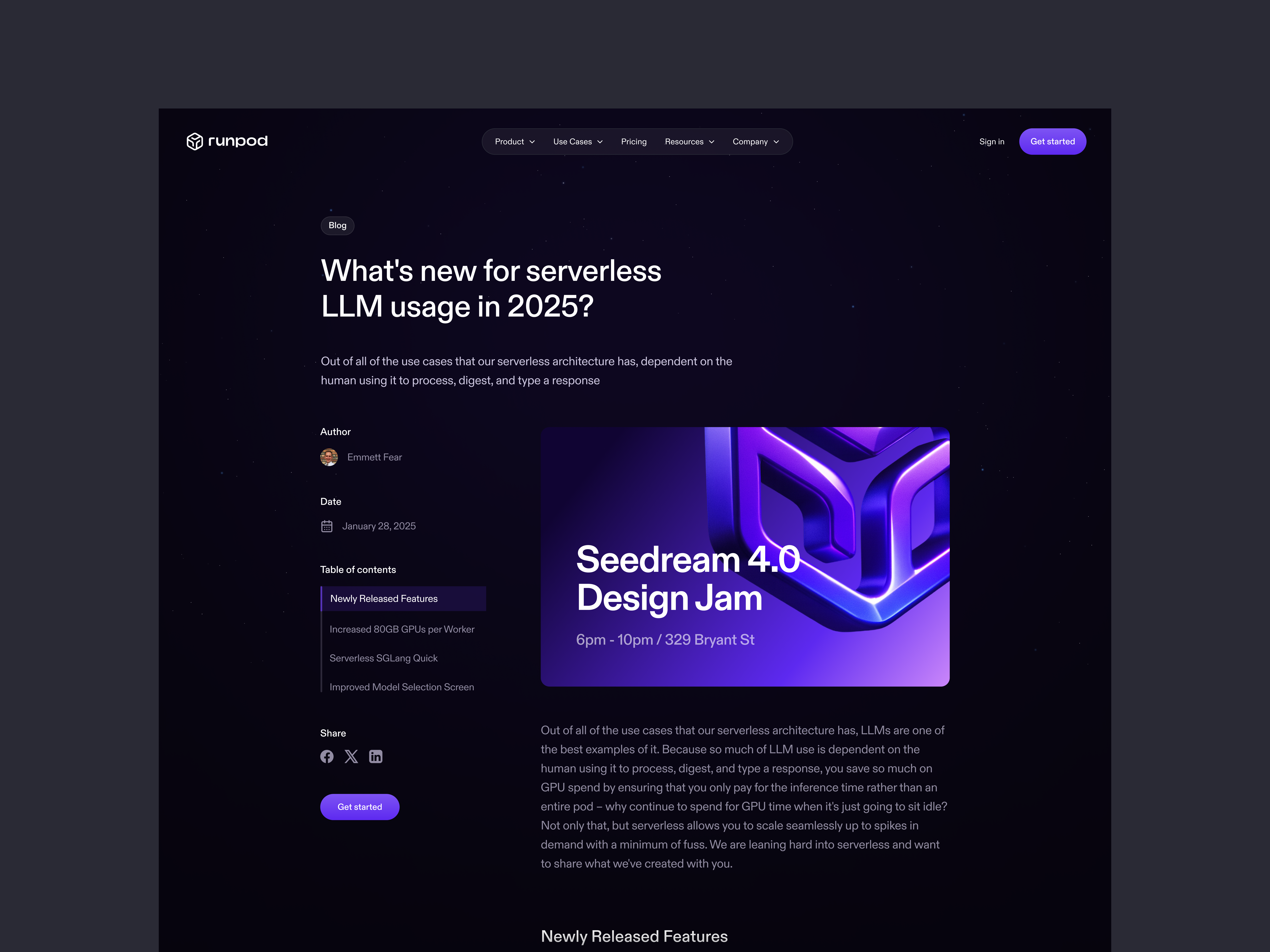 Blog detail page
