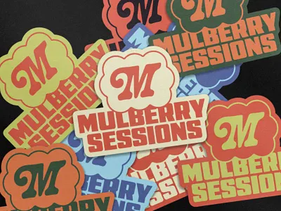 Mulberry Sessions Stickers band logo band merch branding concert concert graphics concert merch house show live music logo design music music branding music design music merch music venue musician logo songwriter logo songwriting sticker design
