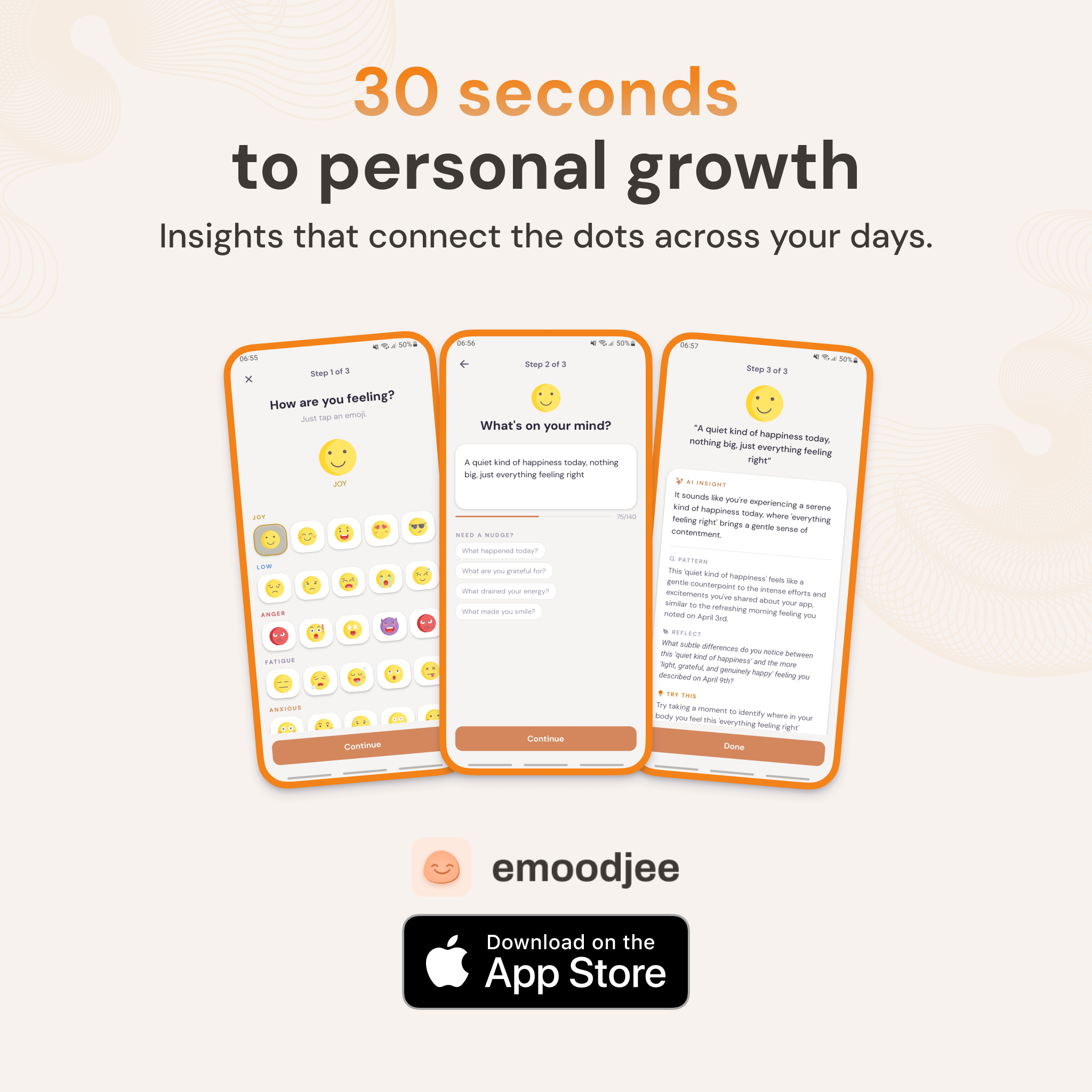 Emoodjee - Mood Tracker anxiety branding emotion feeling journal mental health mindfulness mobile app mobile ui mood journal mood tracker product design self care study case ui ui design