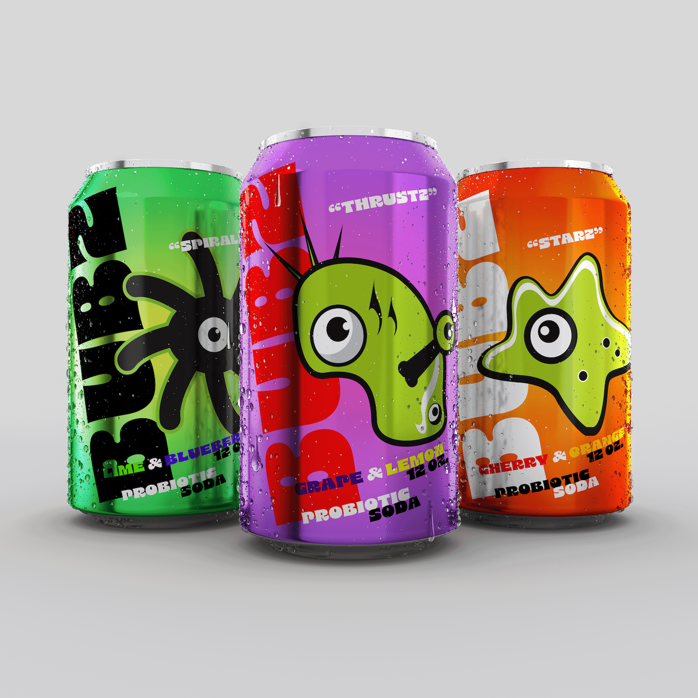 BUBZ Probiotic Soda branding character design graphic design logo market research naming packaging