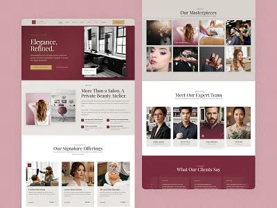 Luxury Salon Website Design - Beauty Atelier UI/UX branding cards graphic design hair hairstudio latest logo nailart new popular premium professional salon services stylist trending typography uiux web design website