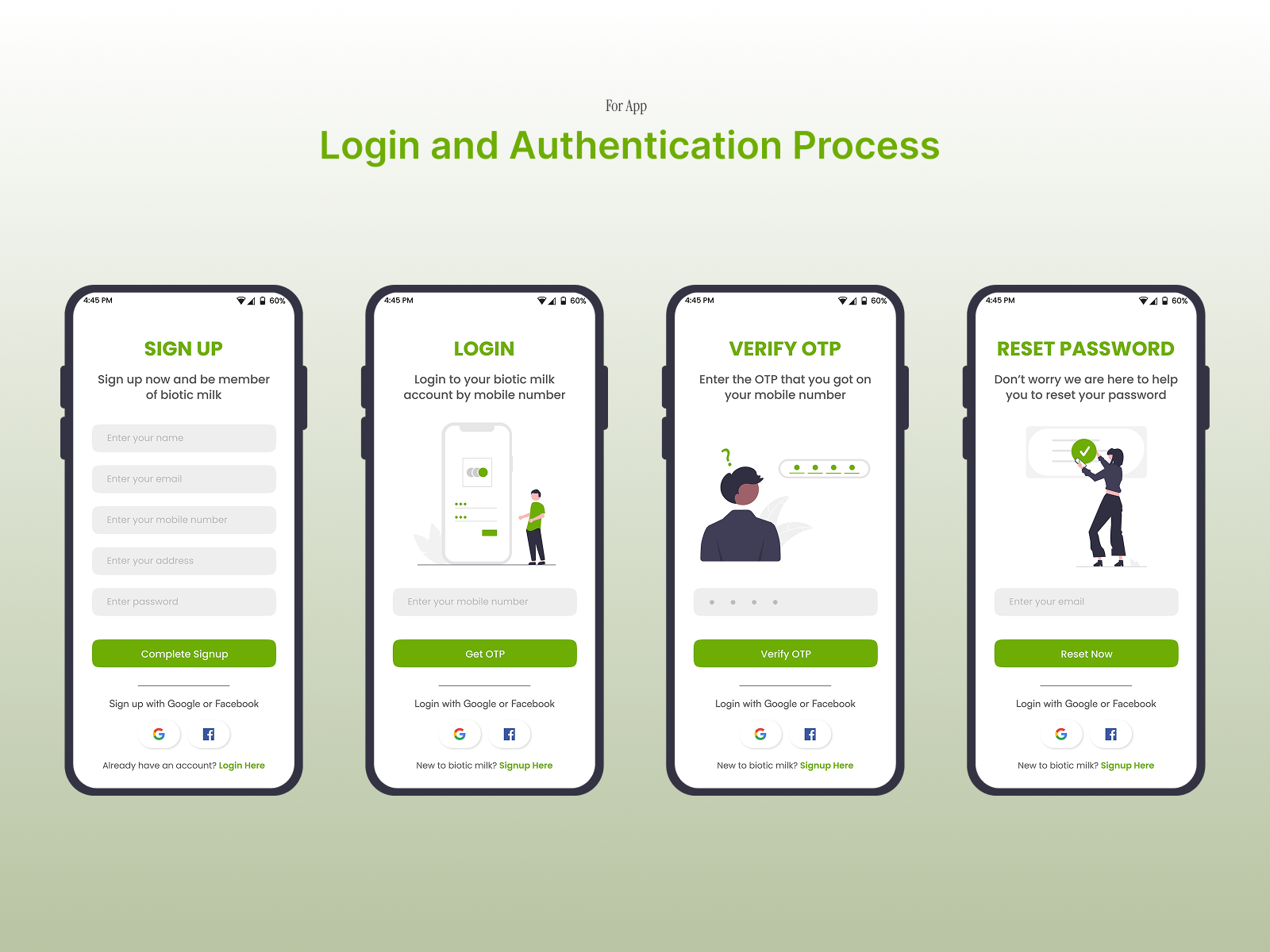 Authentication for app app authentication design graphic design login ui ux