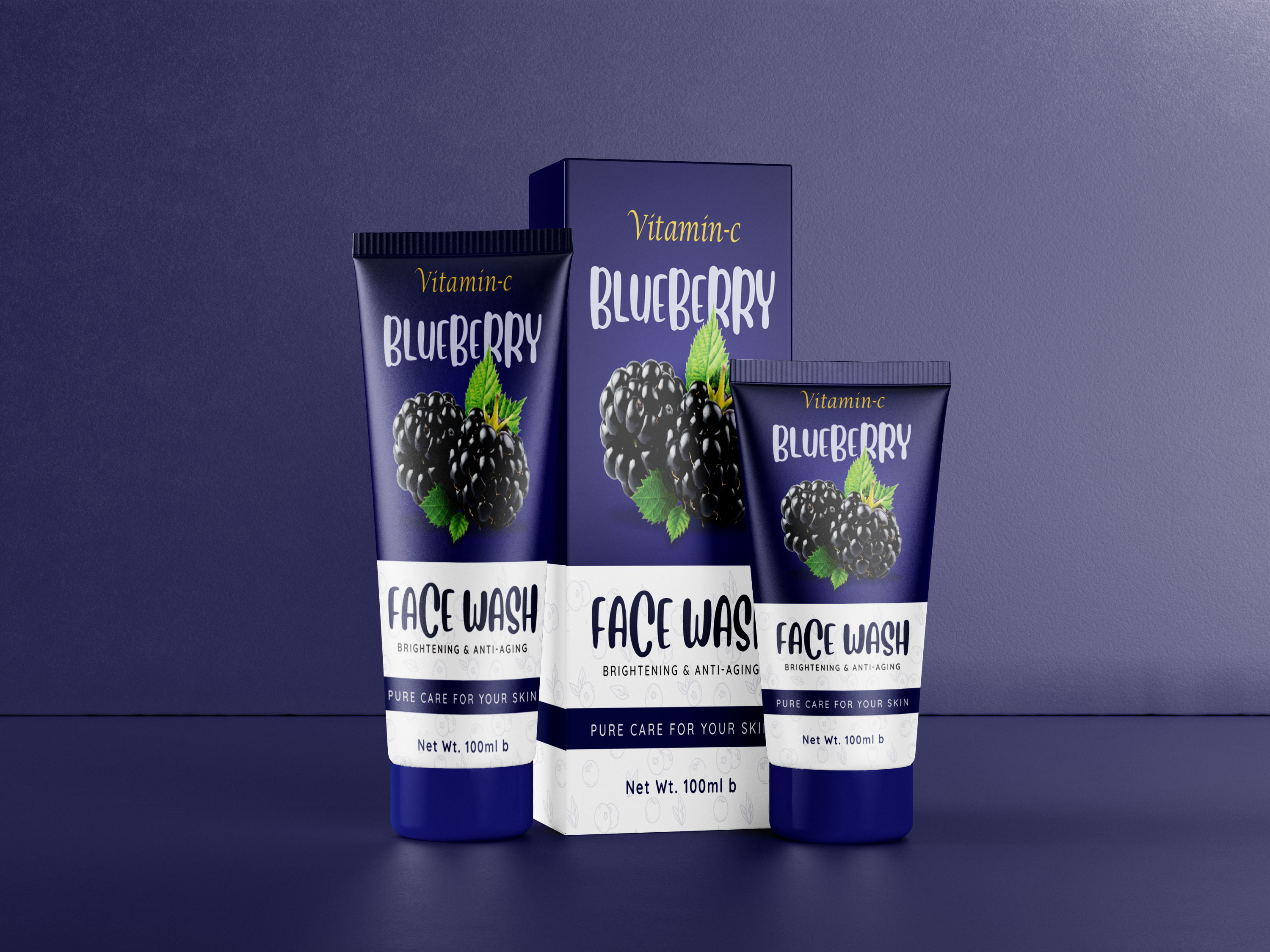 Face Wash Packaging Design | Orange & Blueberry box design branding cosmetics packaging design design designer face wash graphic design label design packaging packaging design premium packaging design product packaging product packaging design project tube packaging design