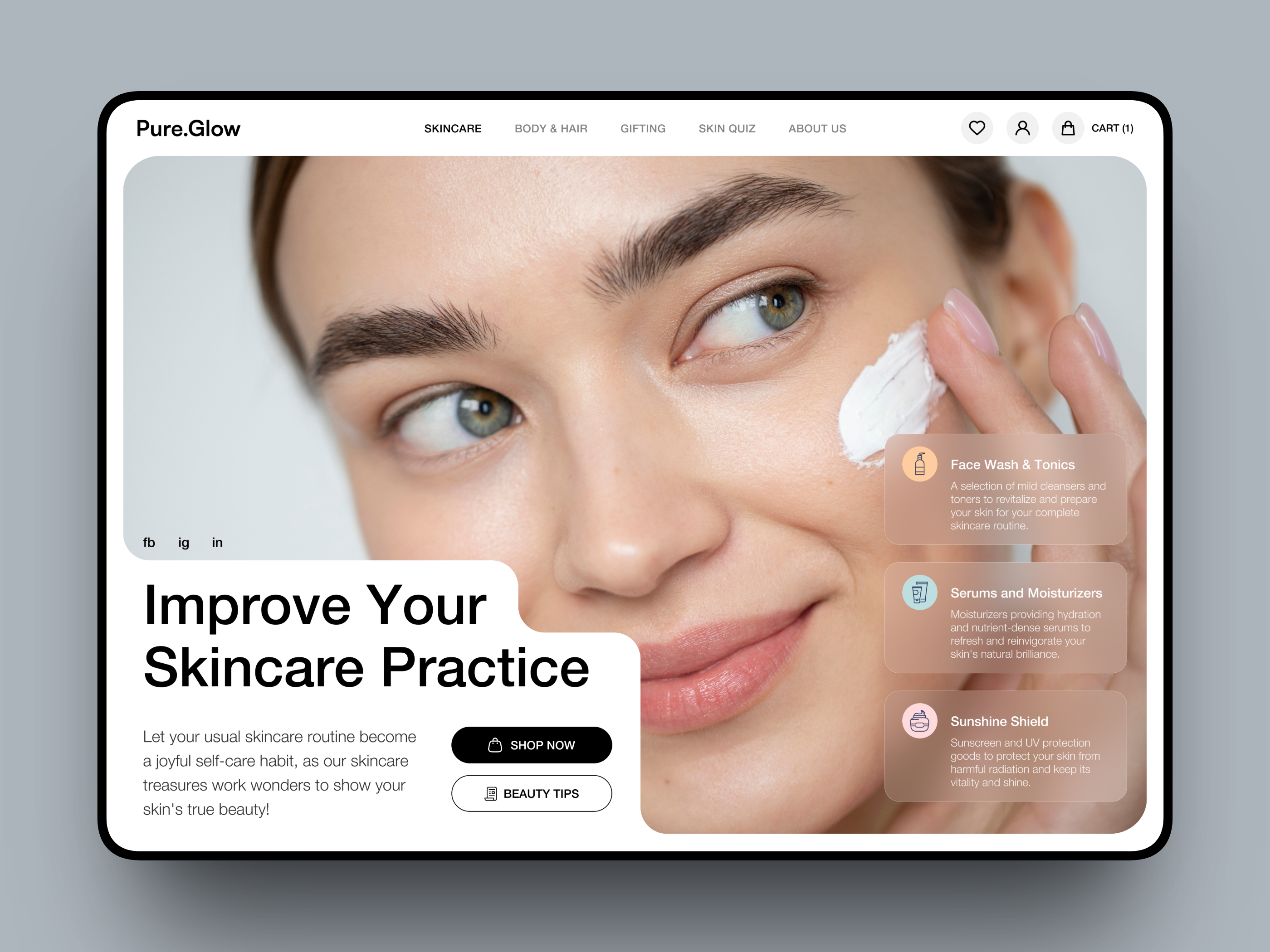 Skincare Ecommerce Website UIUX | Beauty Landing Page Design beauty ecommerce design ecommerce website interface landing page ui product service skincare website startup ui ux web