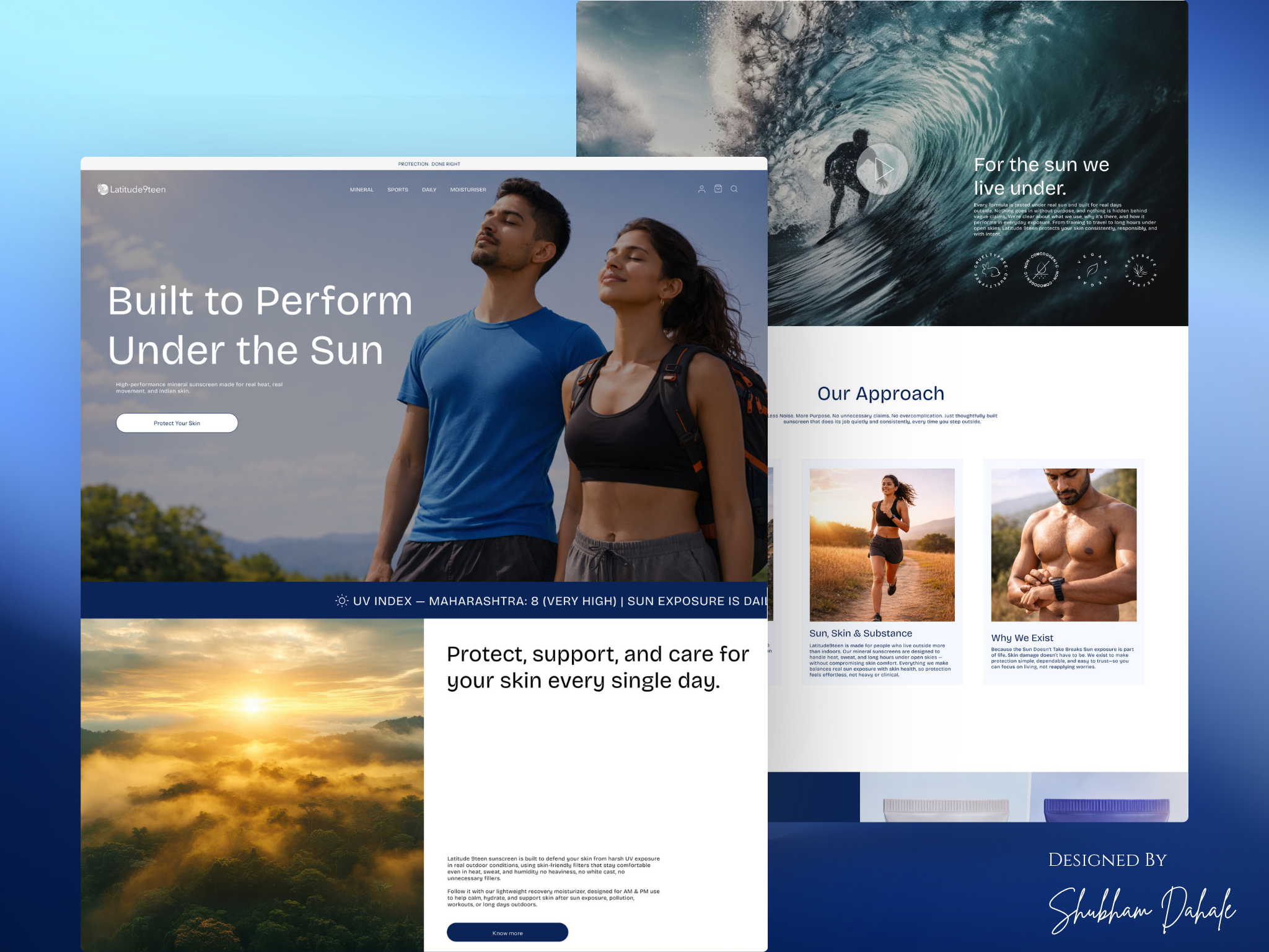 Modern Skincare Website UI Design | Sunscreen Brand Landing Page