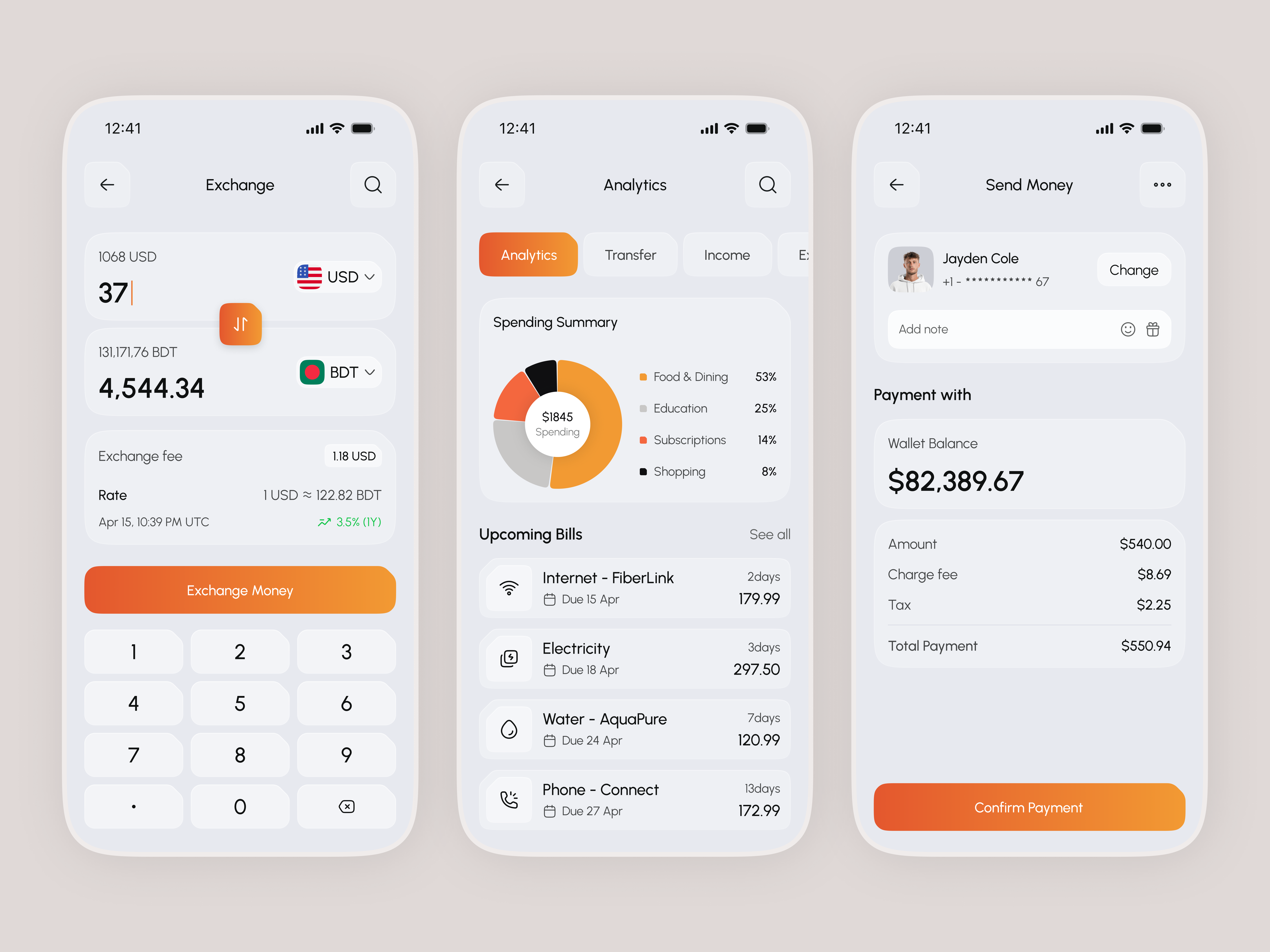 E-Wallet Mobile App UI - Pay, Send & Manage Money Easily banking app bill payment cashless payment digital wallet e wallet expense tracking finance app financial app fintech ui mobile app mobile banking money exchange money transfer payment app ui wallet app