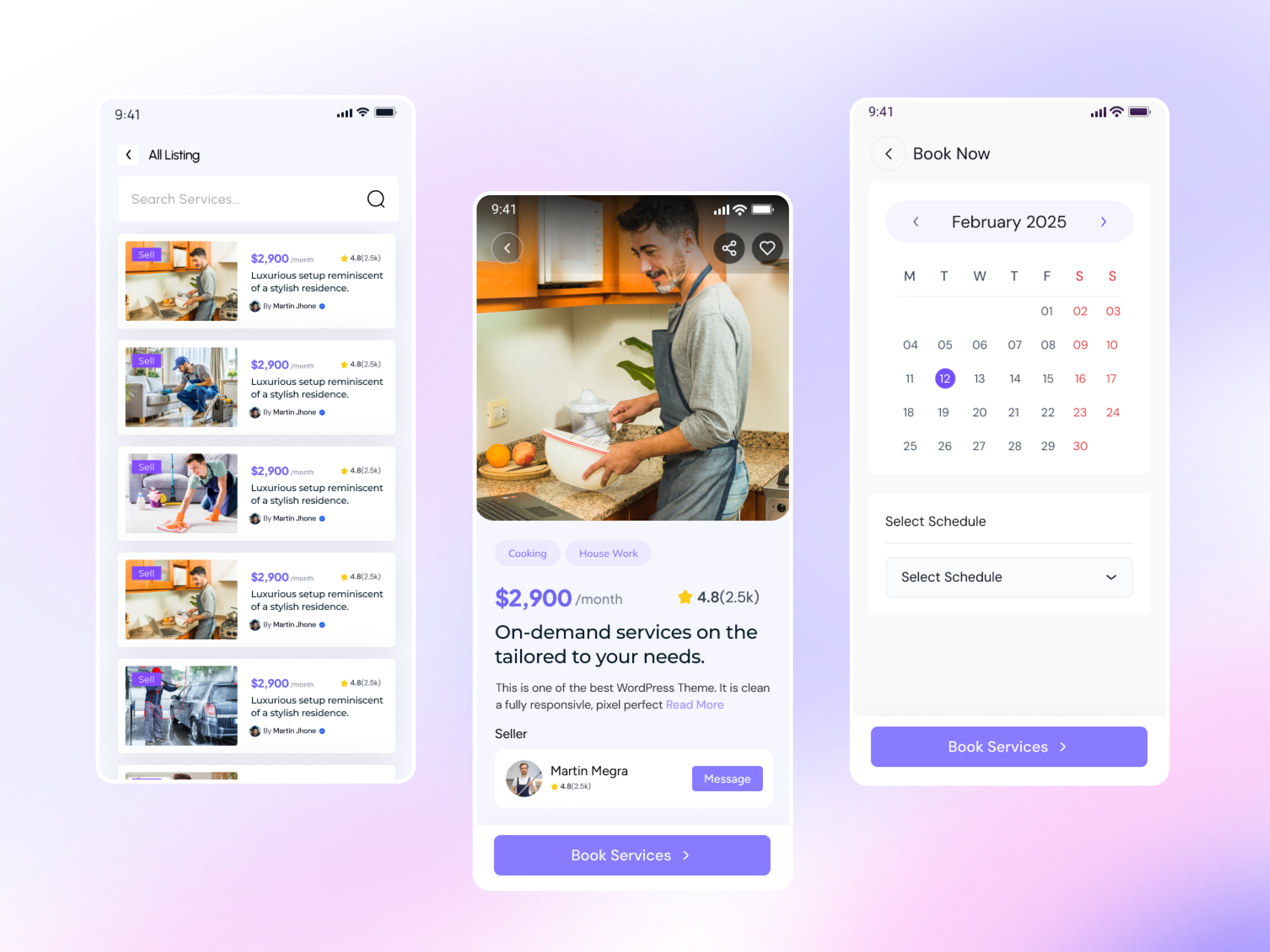 On-Demand Service App UI | Service Listing, Details & Booking