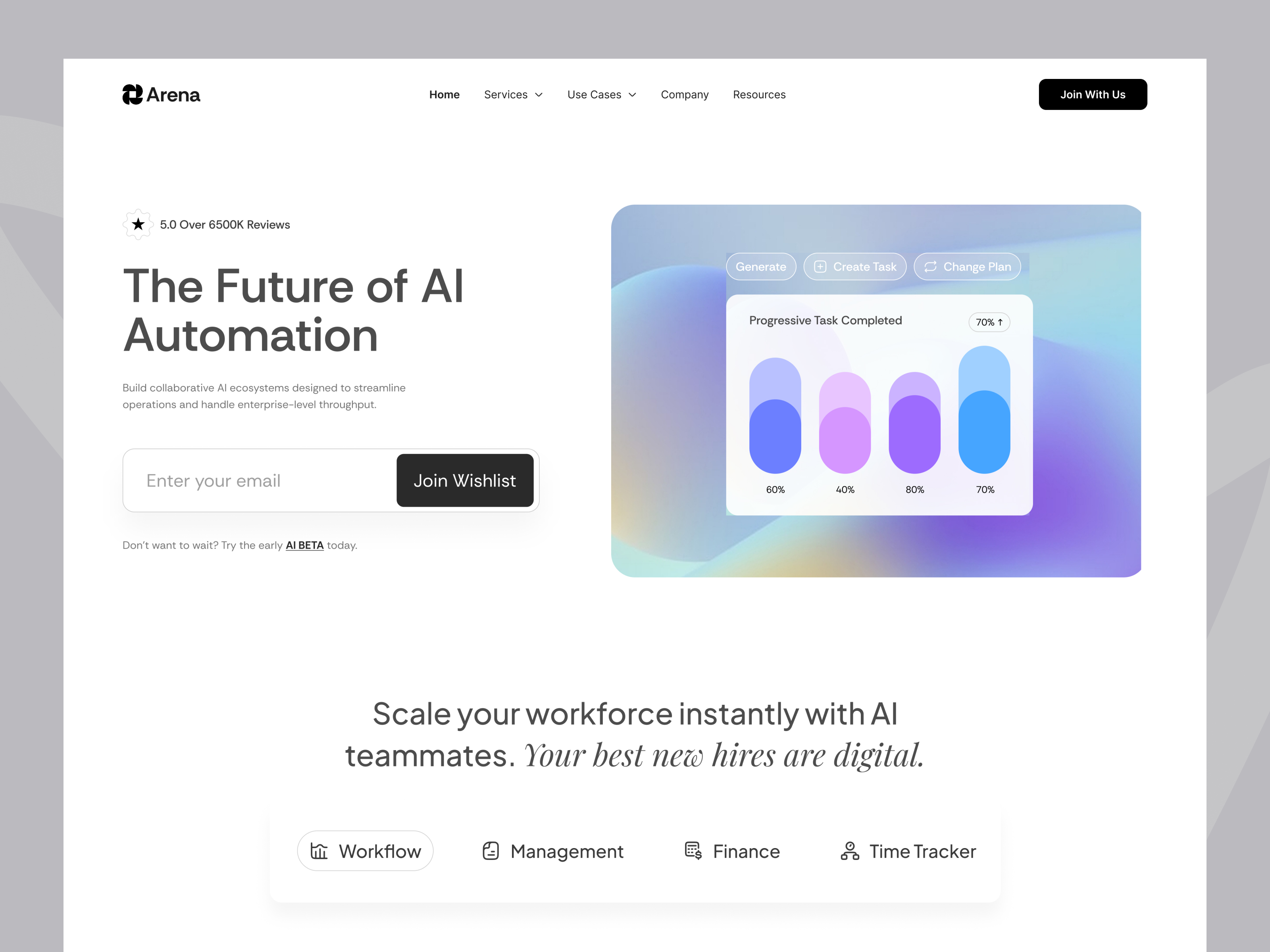 Example of AI Automation Landing Page UI Design
