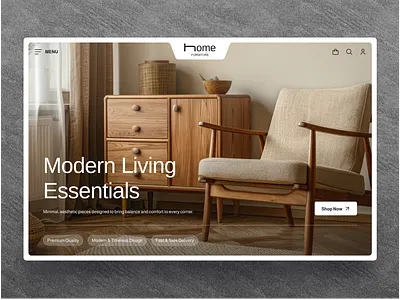 Modern Furniture E-commerce Landing Page Hero Concept furniture hero furniture ui design furniture web design hero design landing page ui uiux design website design