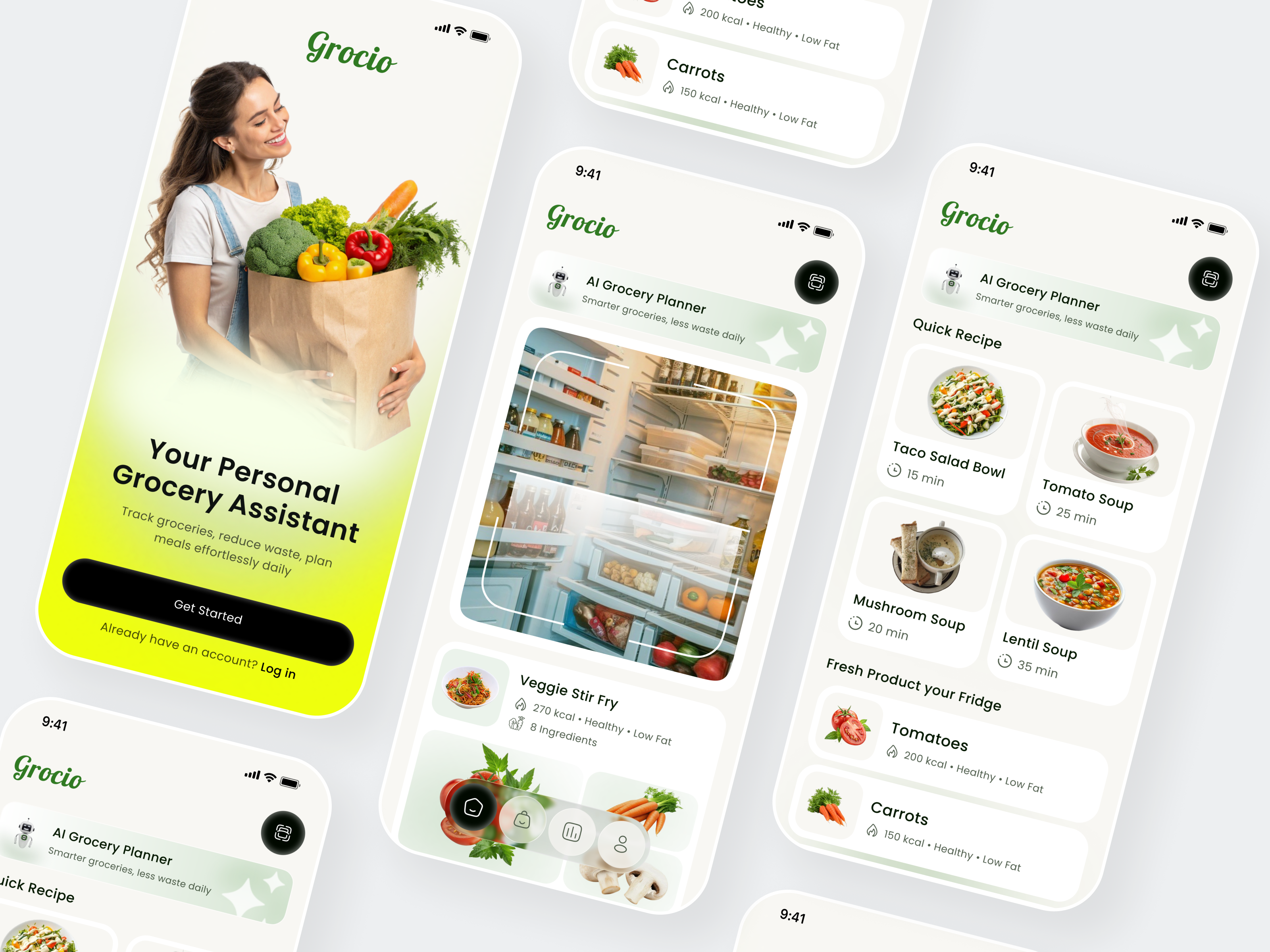 Personal Grocery Assistant App Design app design app onboarding clean ui consumer app daily shopping delivery app ecommerce app food delivery food shopping app fresh food app grocery app grocery delivery grocery planner mobile mobile app design modern ui shopping app