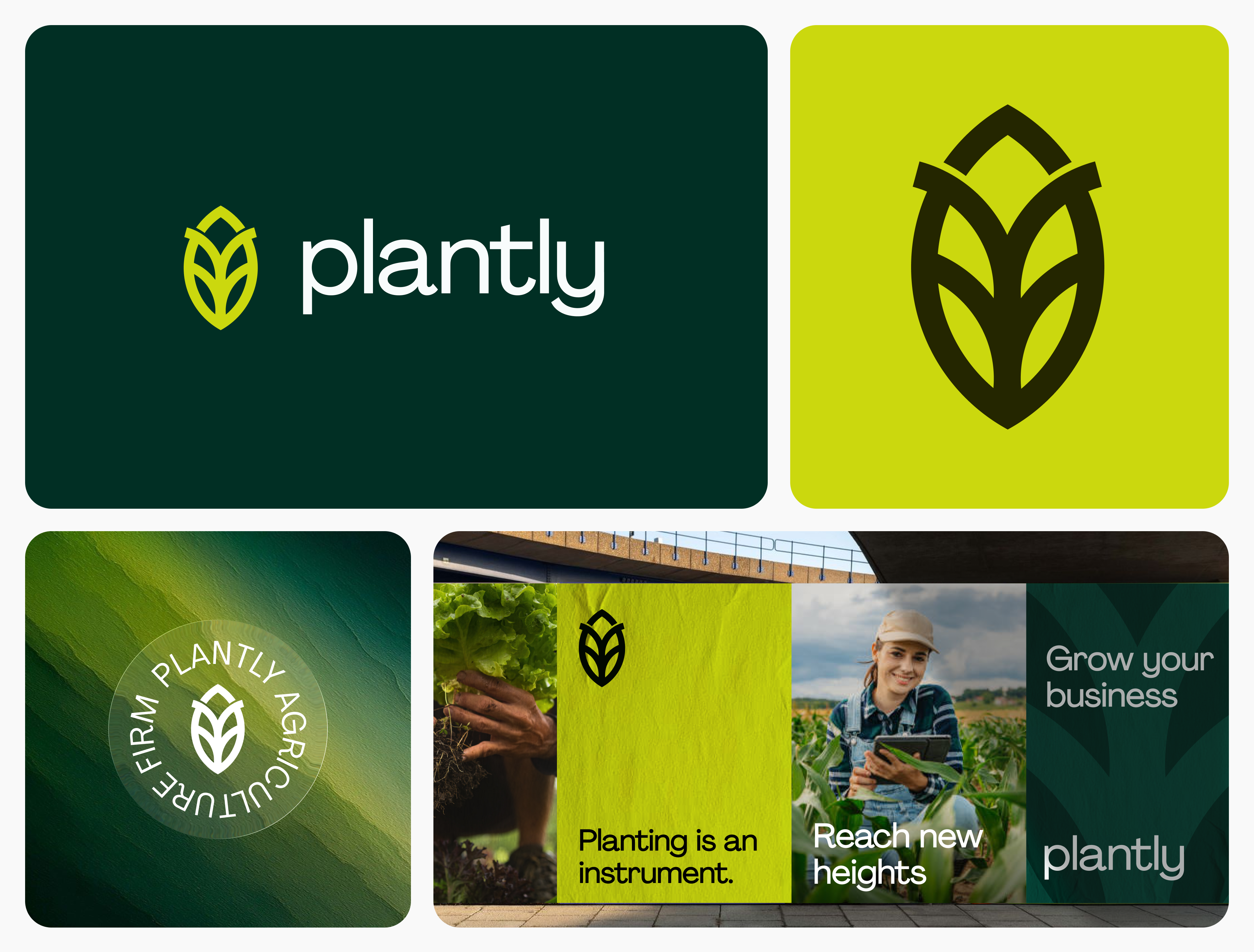 Plantly – Modern Agriculture Brand Identity & Logo Design agriculture logo agro farm logo brand design brand guideline brand identity brand identity design branding design eco farming green branding logo logo concept logo mark minimal modern logo plant logo plantly logo branding redesign sustainability