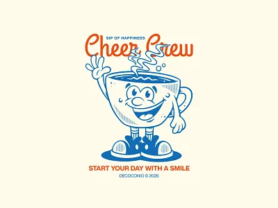 Retro Brew Illustration 60s 90s beans brand branding brew character cheers classic coffee design graphic design illustration mascot old retro retro illustration vintage
