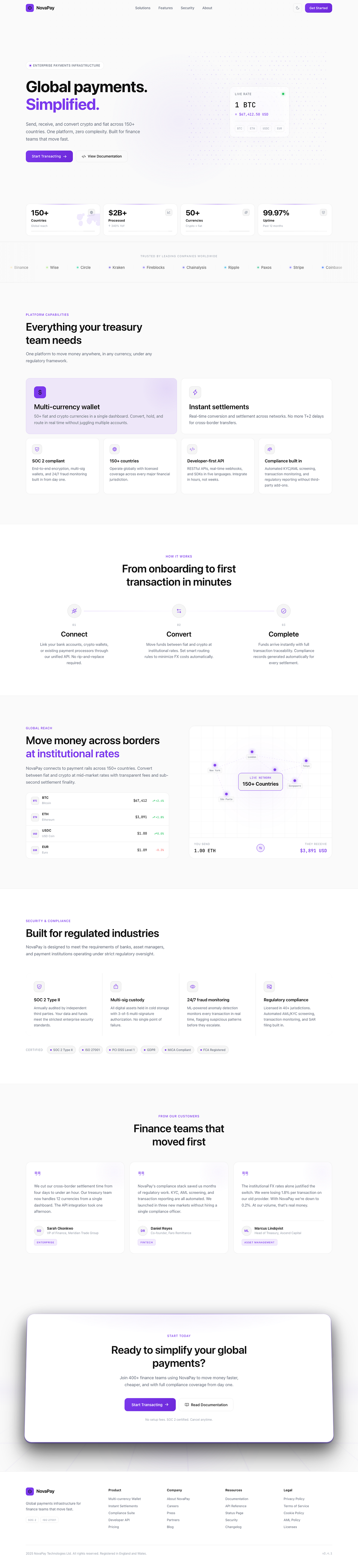 NovaPay · Crypto Payments Platform · Landing Page Design Image 0
