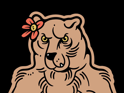 Scary Bear artwork bear bear illustration character design doodle drawing flower illustration vector