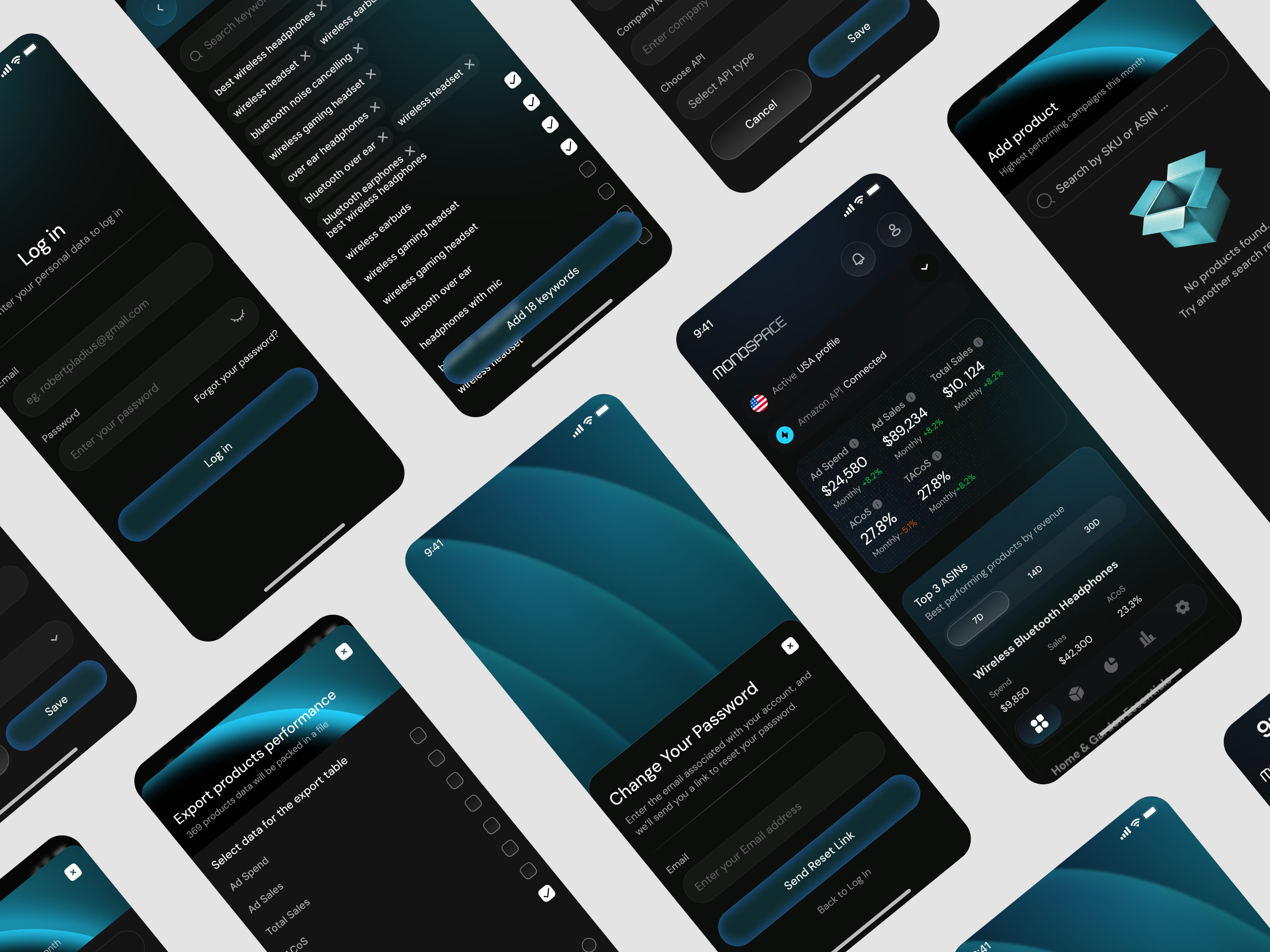 Monospace Product Analytics – Dark KPI Dashboard