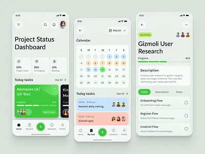 Task & Project Management App ai app interface manager mobile product project saas service startup task team ui ux