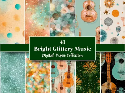 Bright Glittery Music Digital Paper bright glittery music commercial use family photography glittery paper guitar pattern music digital paper printable background scrapbook paper scrapbooking paper seamless pattern spring glitter pattern studio background timeless background