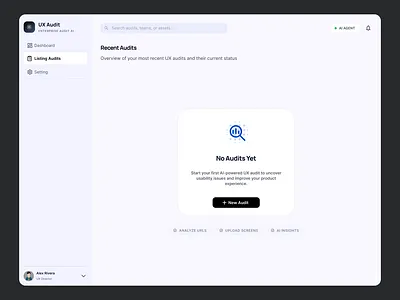 AI UX Audit — Empty State Experience aidesign b2b cleanui dashboard emptystate interactiondesign productdesign saas userexperience uxaudit uxdesign webapp