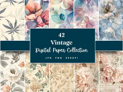 Vintage Seamless Digital Paper abstract watercolor commercial use damask background floral pattern flowers pattern pink digital paper printable background scrapbook paper seamless pattern vintage background vintage damask pattern vintage digital paper vintage pattern