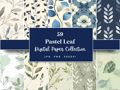 Pastel Leaf Seamless Digital Paper commercial use digital paper green pattern leaves background leaves digital paper leaves pattern minimalist pattern pastel digital paper pastel textures printable background scrapbook paper seamless pattern watercolor leaf