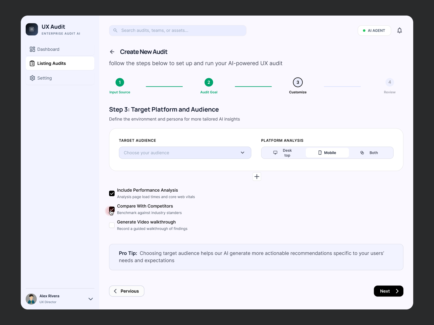 Define your audience & Target platform