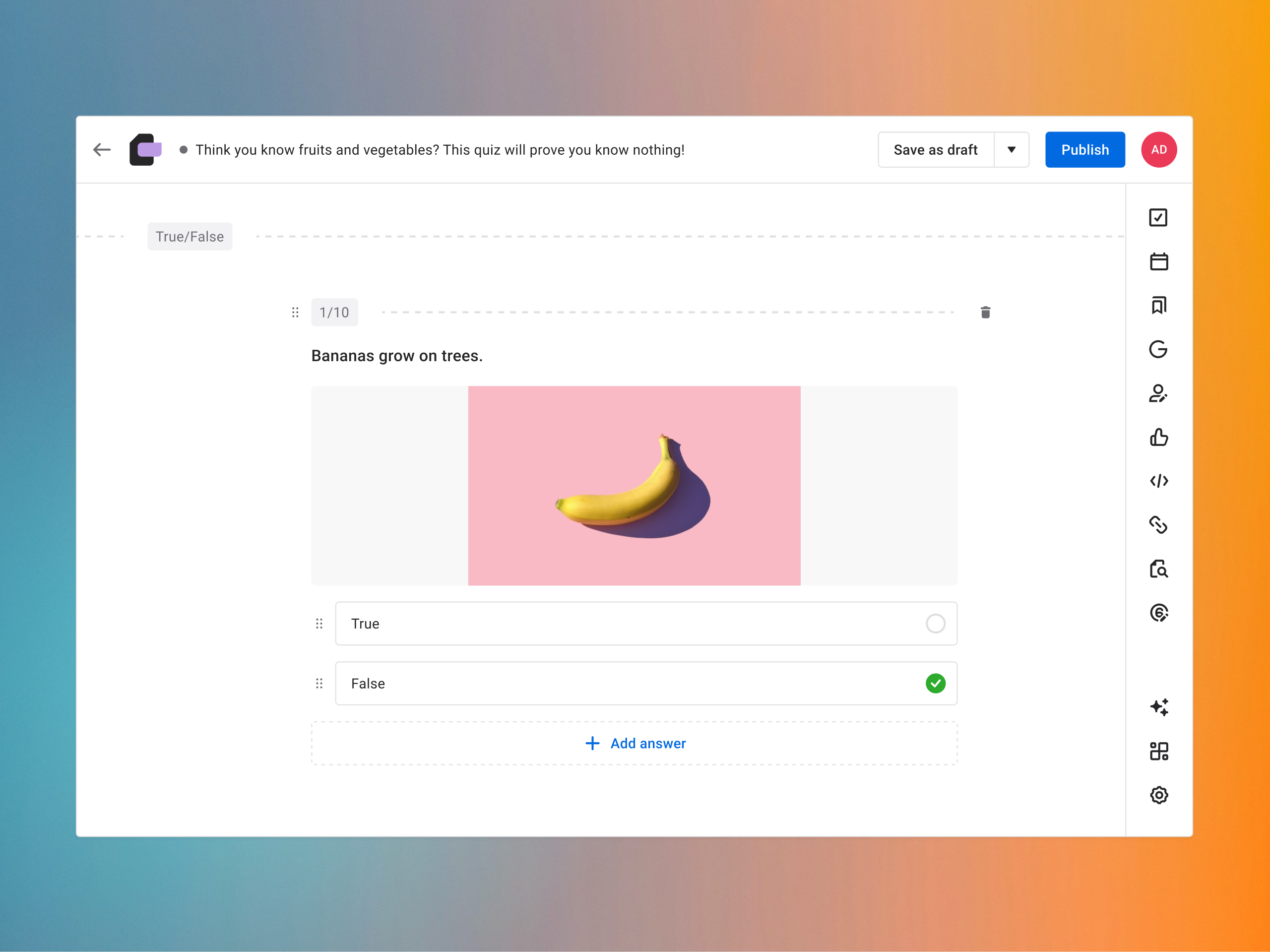 True or false quiz - editorial CMS
