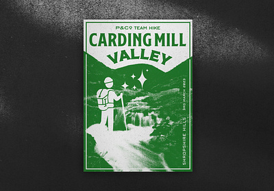 P&Co Carding Mill Valley Team Hike art cardingmillvalley composition design halftone hike icon layout poster poster design shropshire simple team typography