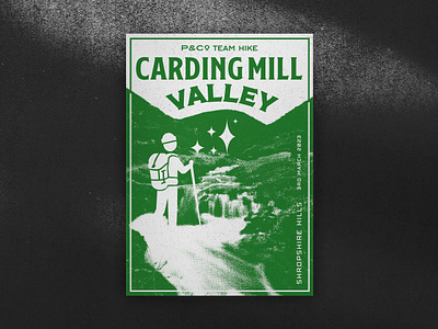P&Co Carding Mill Valley Team Hike art cardingmillvalley composition design halftone hike icon layout poster poster design shropshire simple team typography