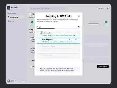 Running your AI UX audit - Modal aiux designsystems designthinking interactiondesign loadingstate productdesign progressui saasdesign uidesign userexperience uxaudit uxdesign