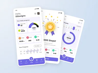 Fitness Tracker App UI Kit – Step Counter, Health Dashboard activitytracker appui cleanui dashboardui figma fitnessapp fitnessui healthapp healthdashboard minimal mobileappdesign modern stepcounter uidesign uikit uiux uxdesign wellness workoutapp