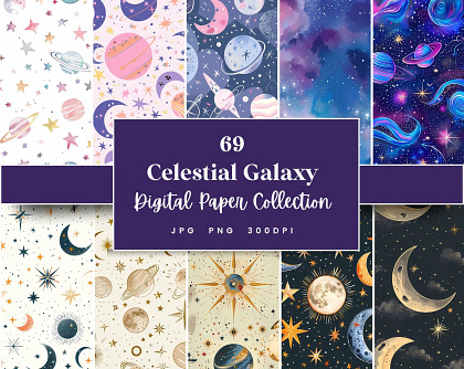 Celestial Galaxy Seamless Digital Paper