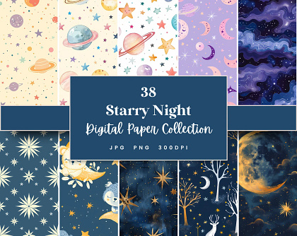 Starry Night Seamless Digital Paper
