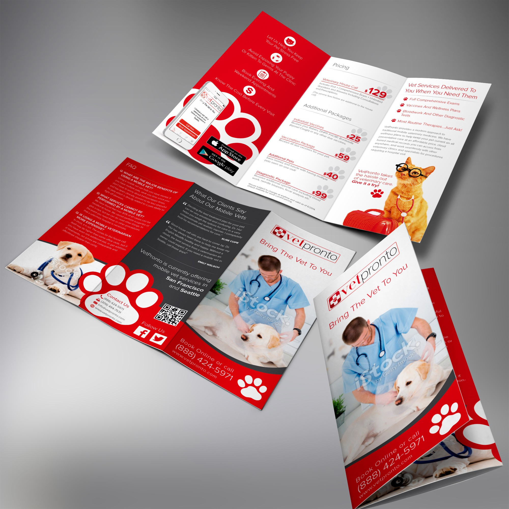 Trifold Brochure Design | Mobile Veterinary App & Pet Care brandidentity brochuredesign graphicdesign marketingdesign petcaredesign printdesign trifolddesign veterinarybranding