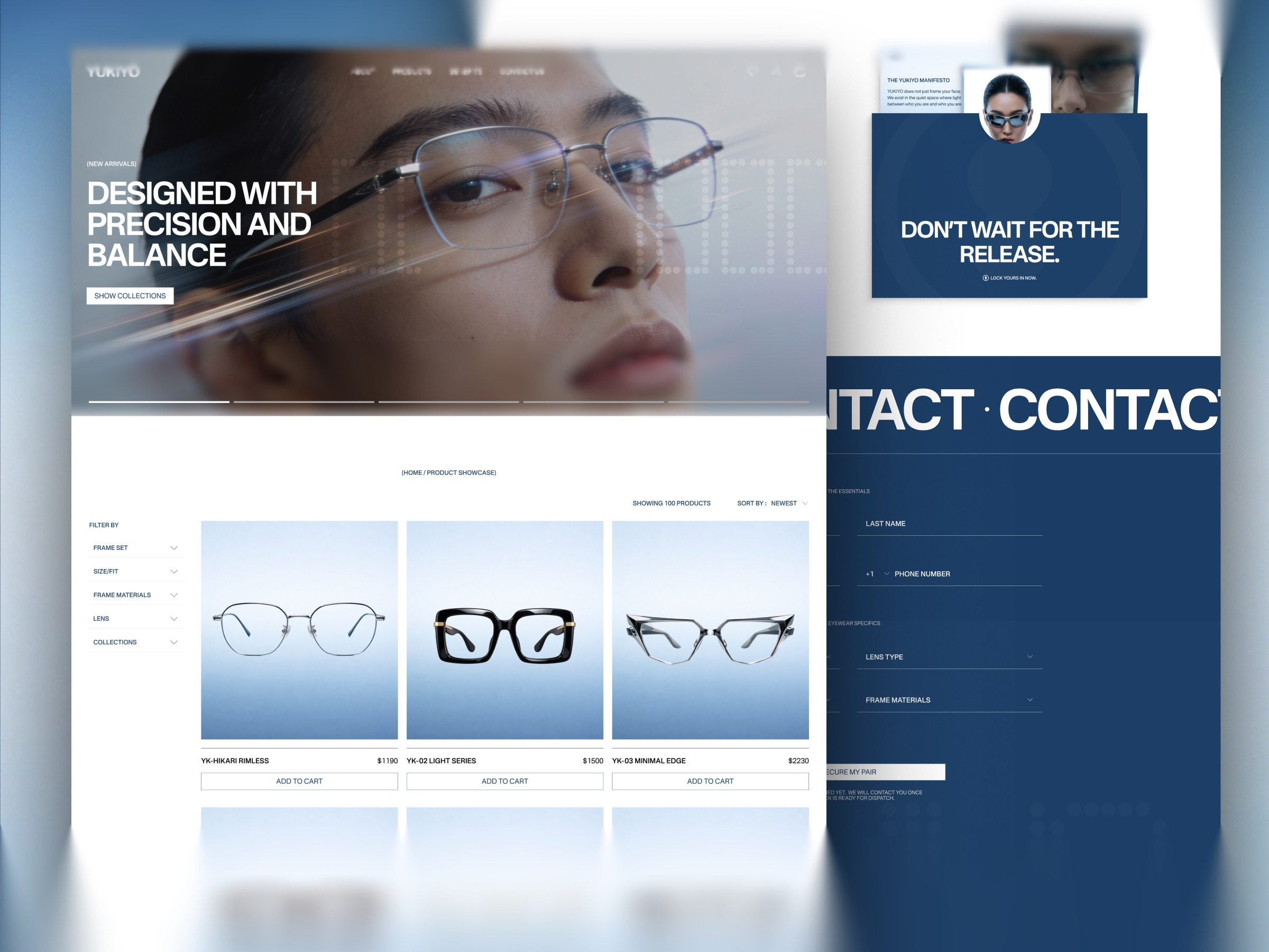 Yukiyo — Minimal Eyewear Ecommerce Fashion Website Product Page