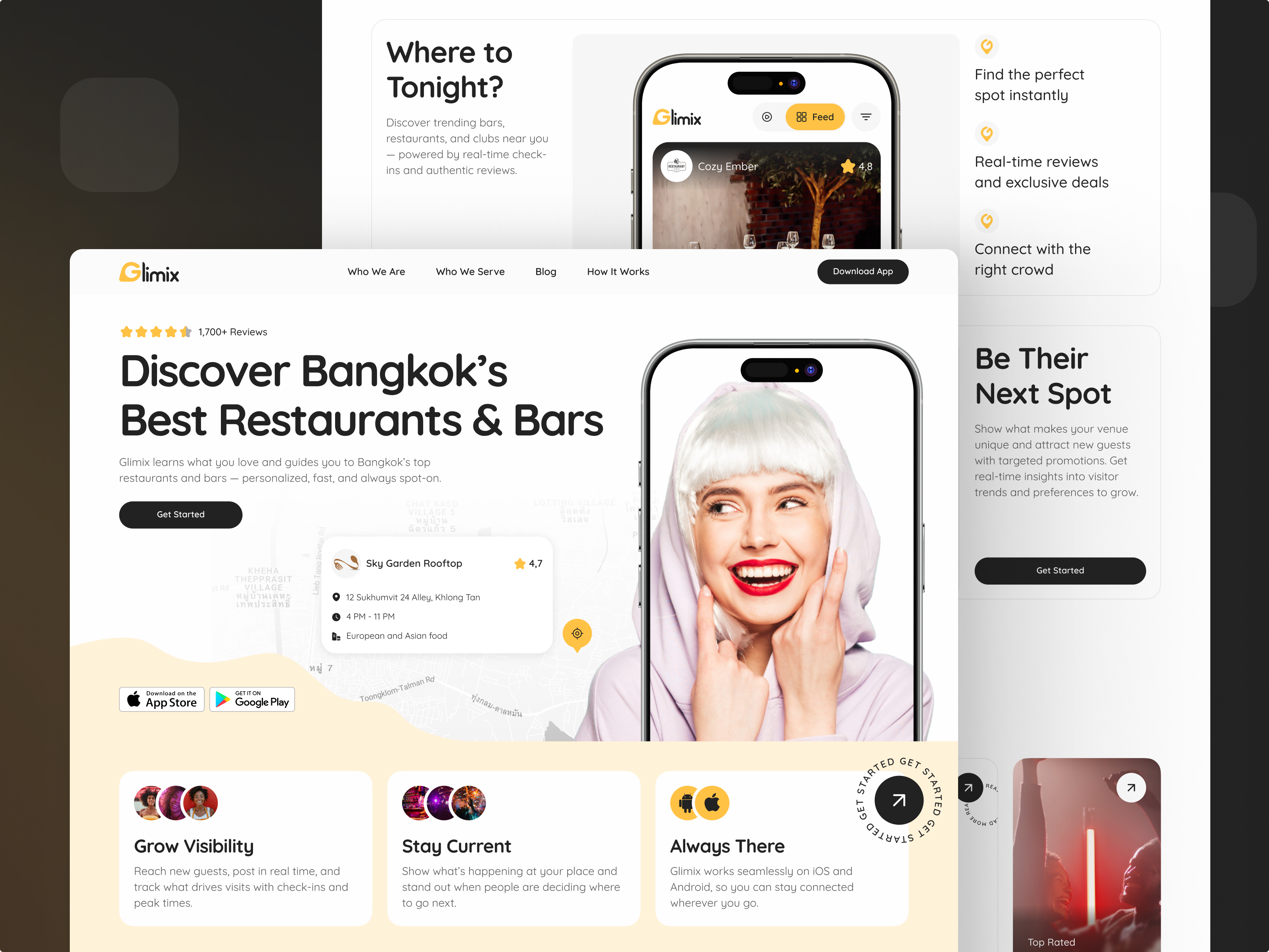 Restaurant & Bar Discovery App Website Design