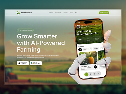 AI Farming App Landing Page UI — Smart Agriculture & Garden App