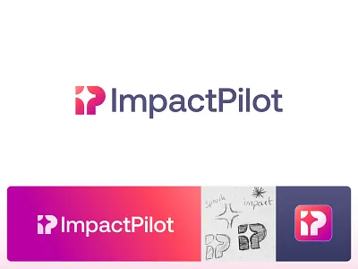 ImpactPilot - Logo Design ai app branding creative logo gradient logo hub hubspot i identity design impact jeroen van eerden lettermark logo logo symbol modern logo monogram p pilot spark success