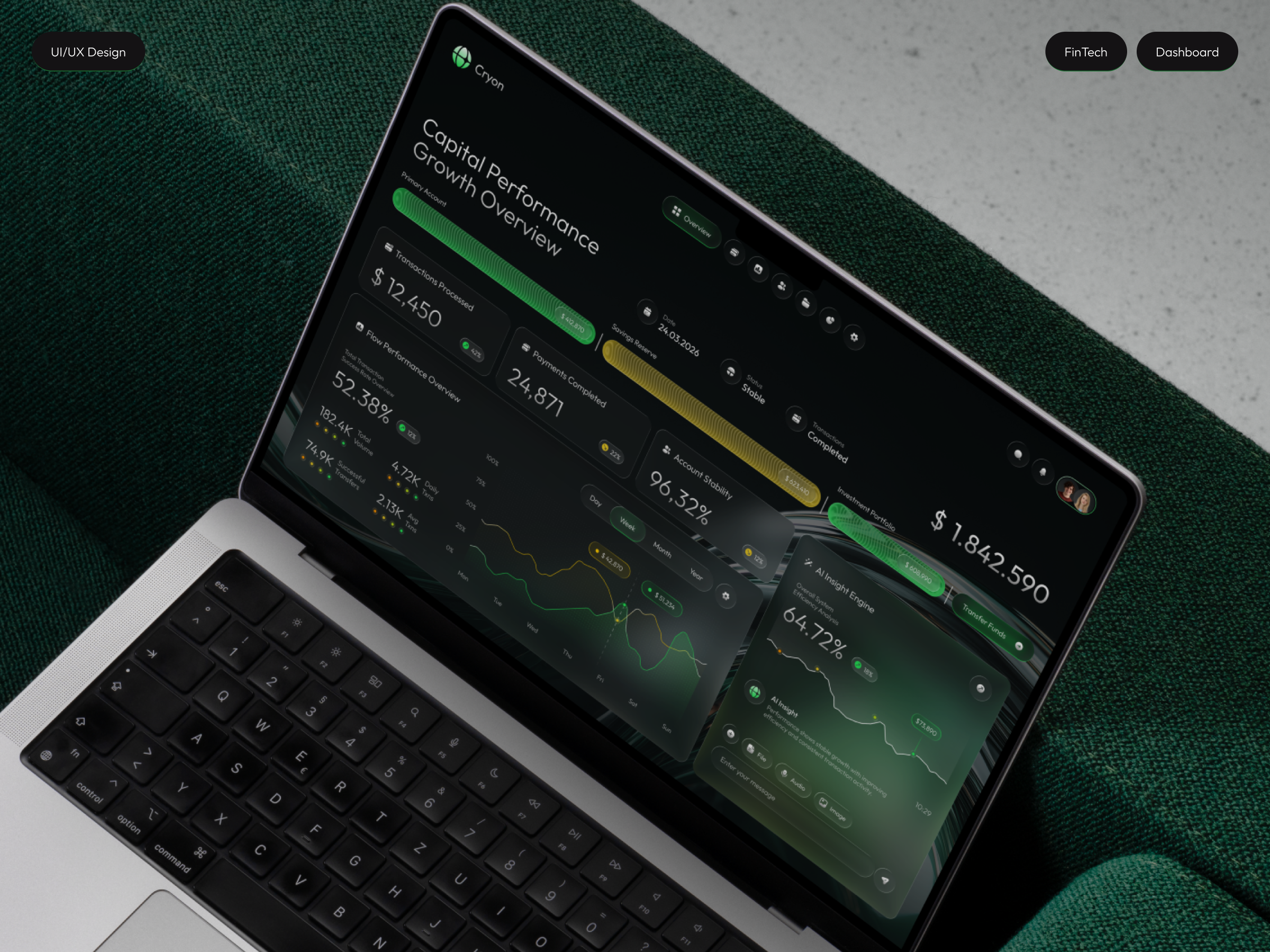 Cryon | Institutional Capital Performance & Growth Dashboard app analytics dashboard b2b saas app finance app finance application finance ui design finance uiux finance ux design financial app financial application financial ui design financial uiux financial ux design fintech app fintech application fintech ui design fintech uiux fintech ux design kpi app wealth management uiux