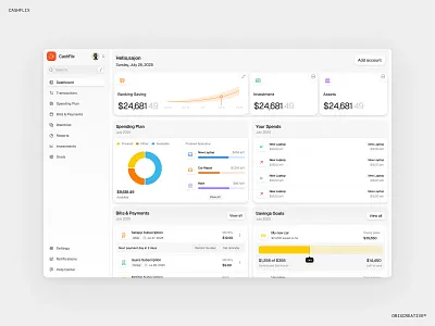 CashFlix – Personal Finance Dashboard UI for Fintech Web App data visualization ui financial product design fintech dashboard ui money management ui personal finance app design saas dashboard design ui web app interface
