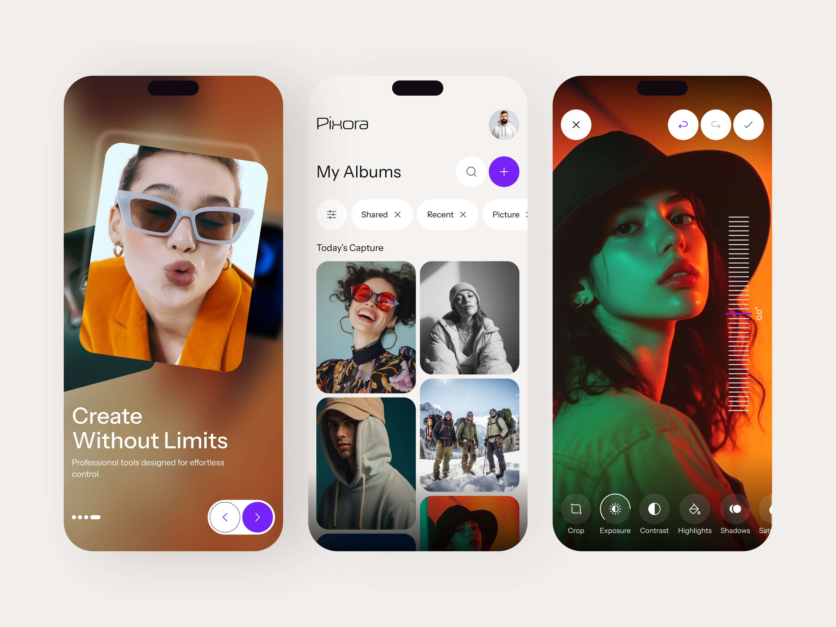 AI Photo Editing App UI Design aesthetic design ai editing camera app color grading editing tools filters ui gallery app generative ai image editing mobile app design mobile ui modern interface modern ui photo editing app photo editor ui photo retouch