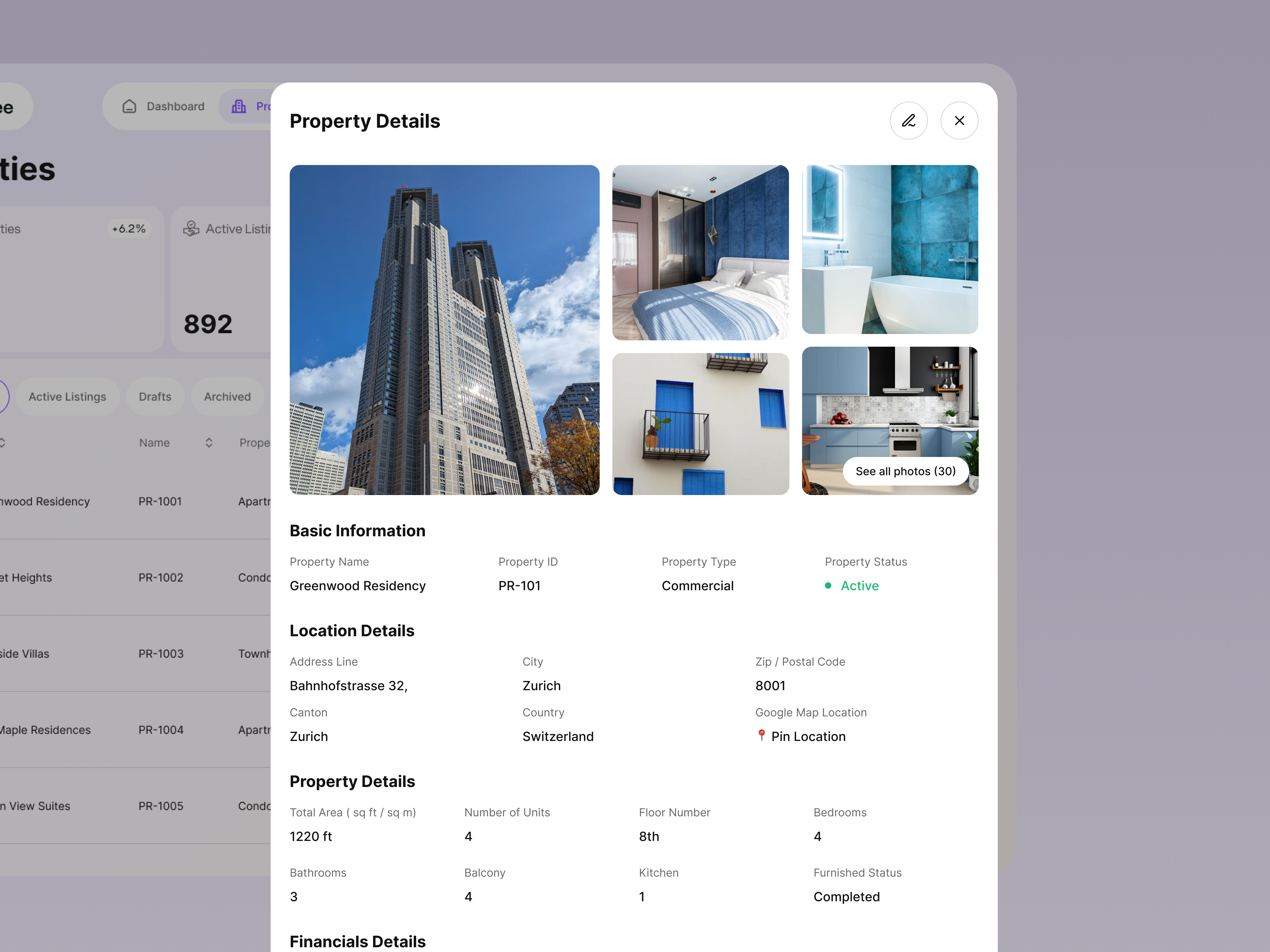 Property Details - Real Estate Management Dashboard (B2B SaaS) b2b dashboard clean ui crm dashboard dashboard dashboard design modern dashboard modern ui property dashboard real estate crm real estate dashboard real estate management uiux ux web app web ui