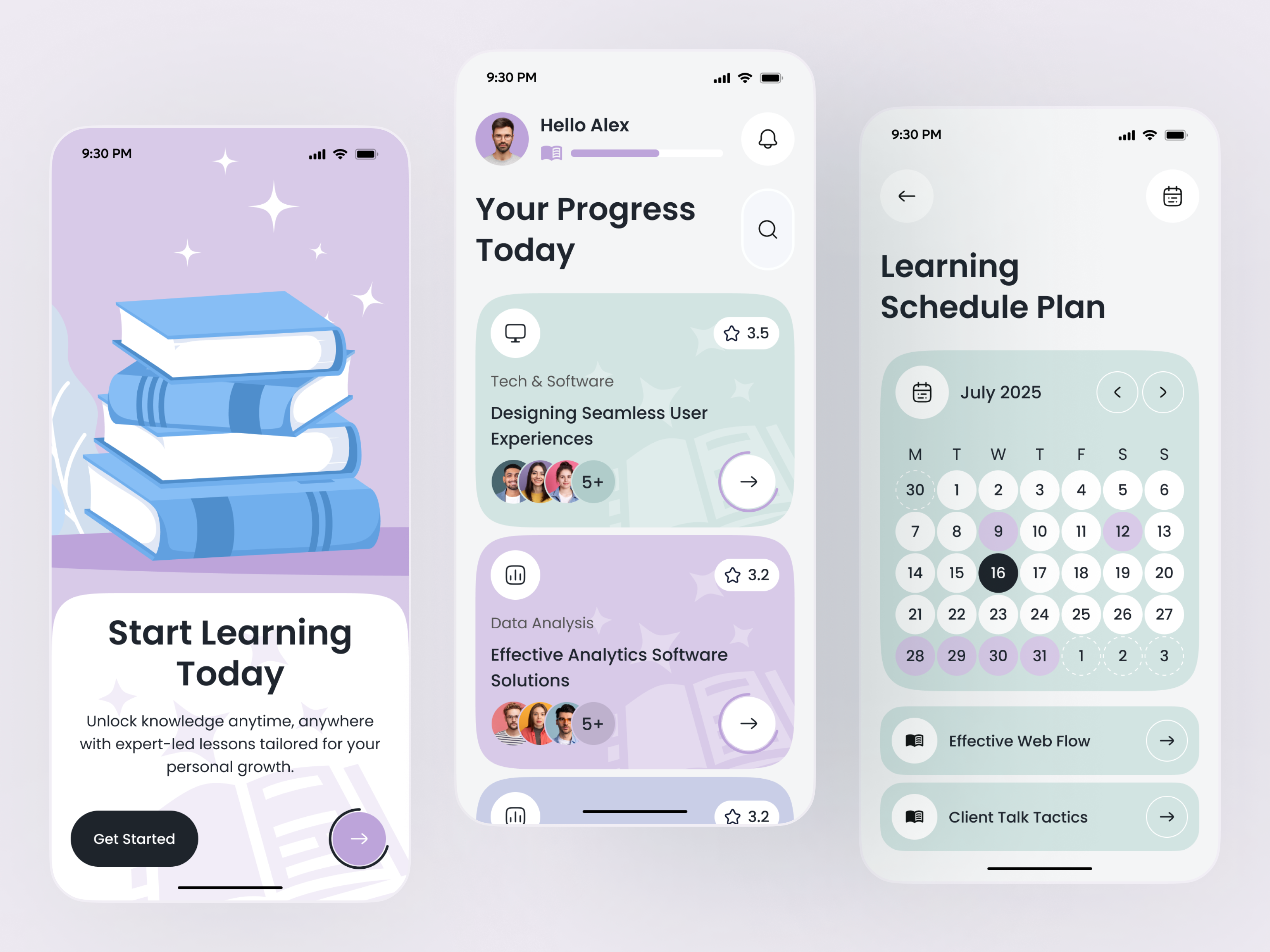 E-Learning App UI | Study Planner, Course Dashboard & Learning