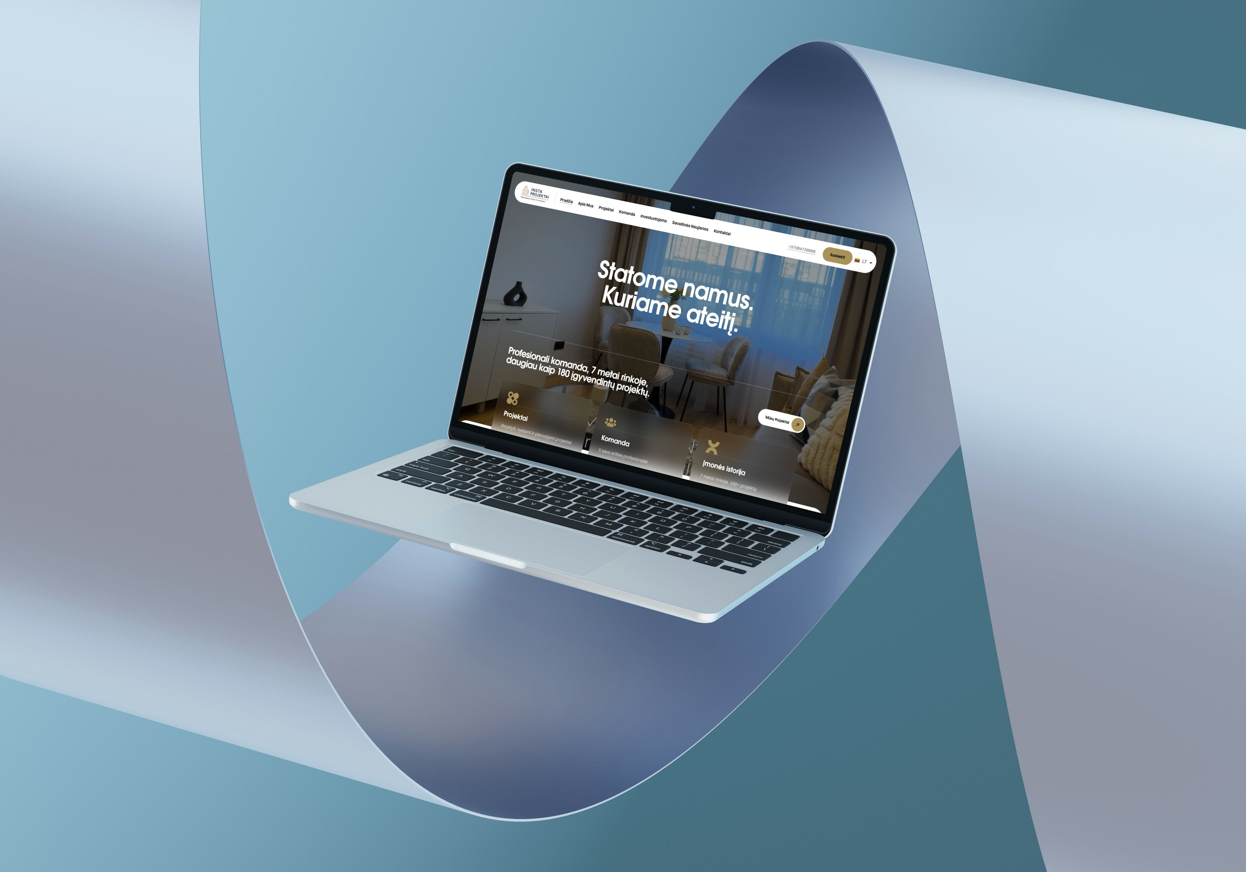 InstaProjektai — Construction & Real Estate business construction corporate dark theme portfolio real estate ui ux design web design website design wordpress