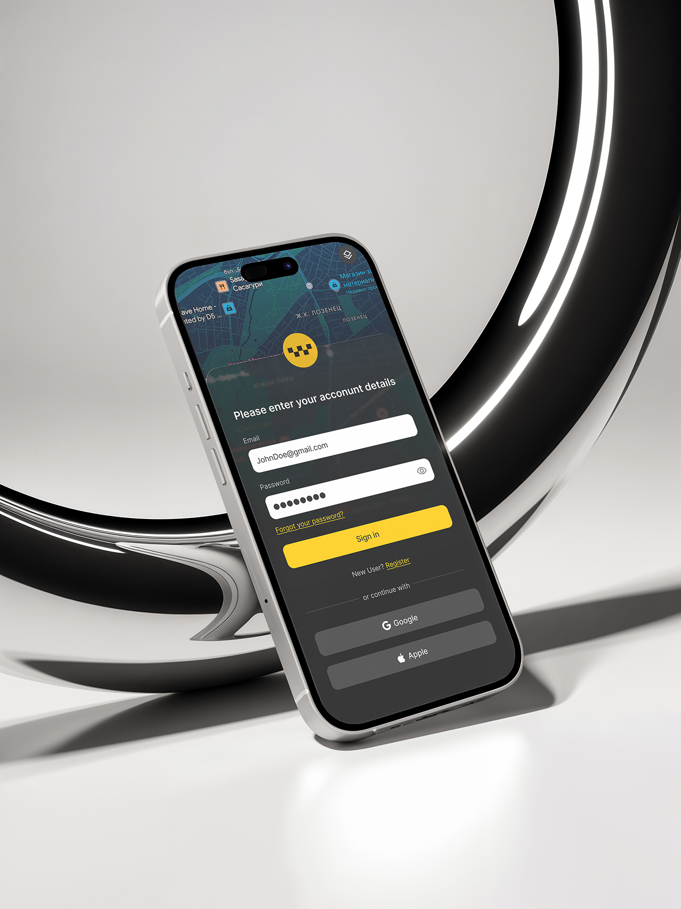 Sign modal / taxi app ui