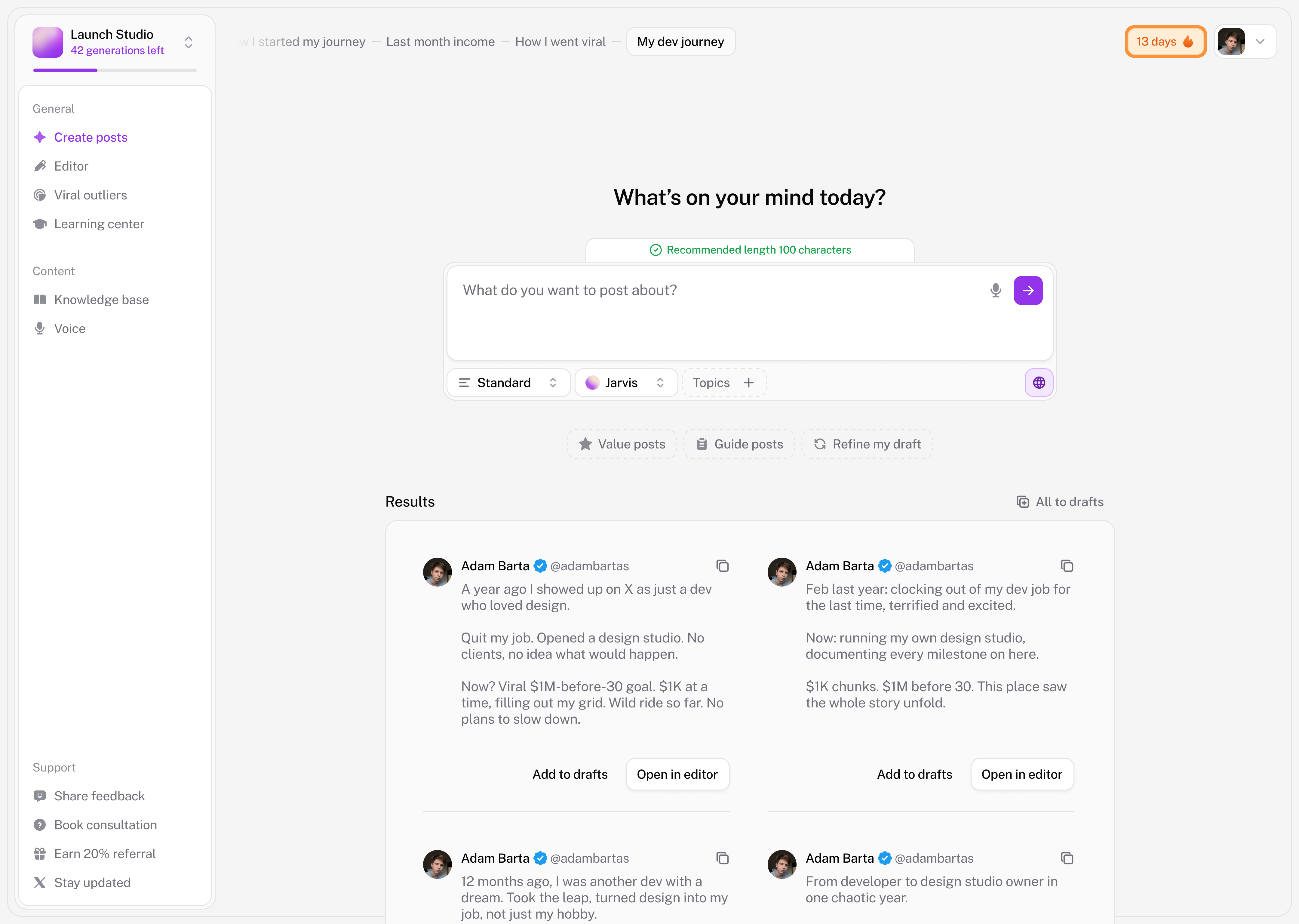 Product redesign concept for a social media generation tool
