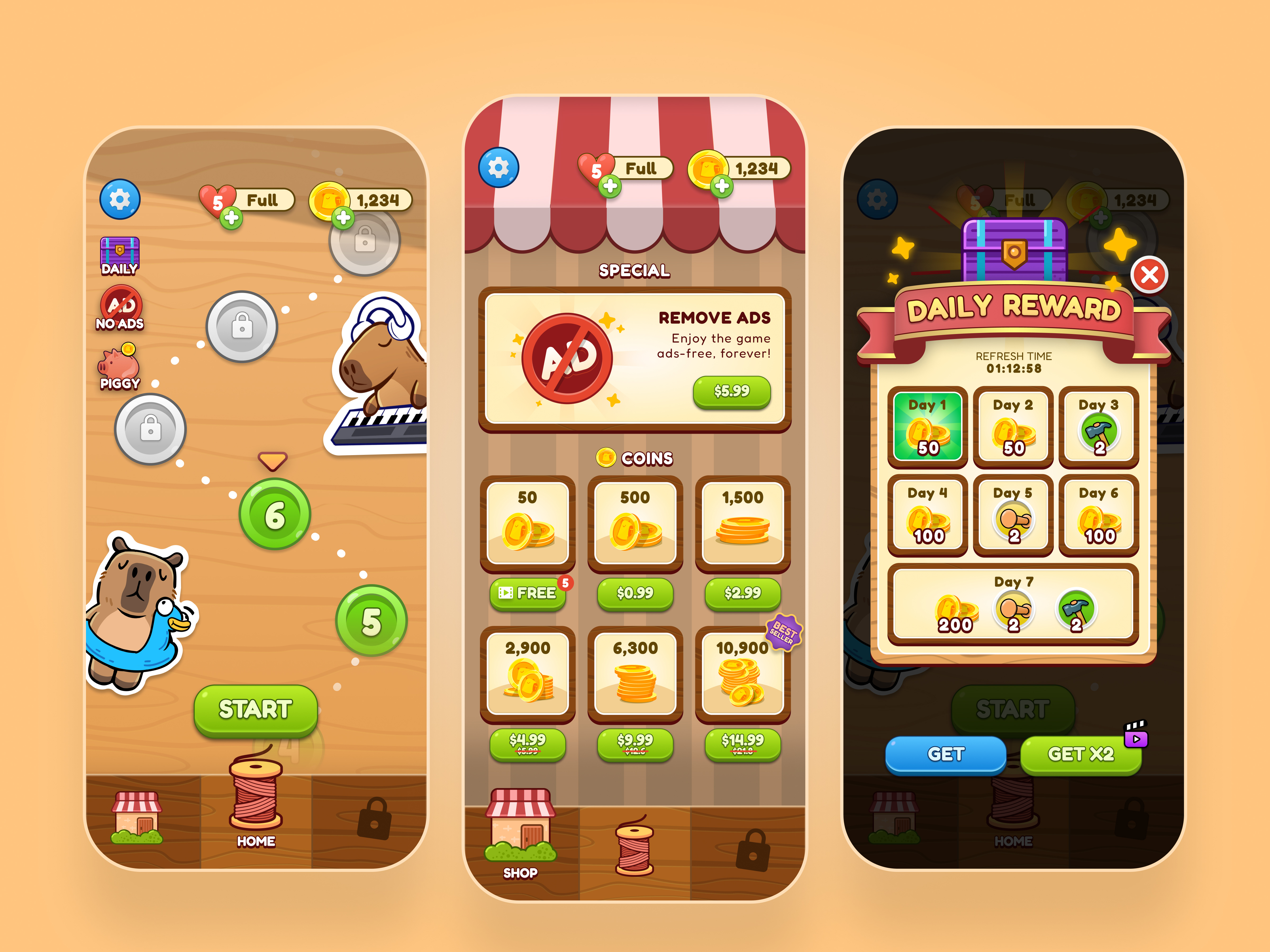 Mobile Game UI Design – Reward & Shop Experience
